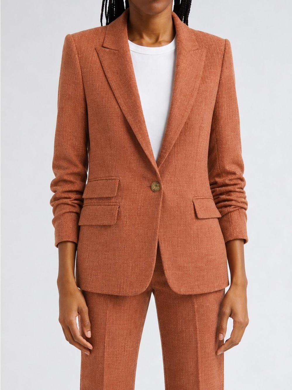 Veronica Beard Martel Dickey Jacket Blazer Light Orange Linen Blend Size 8